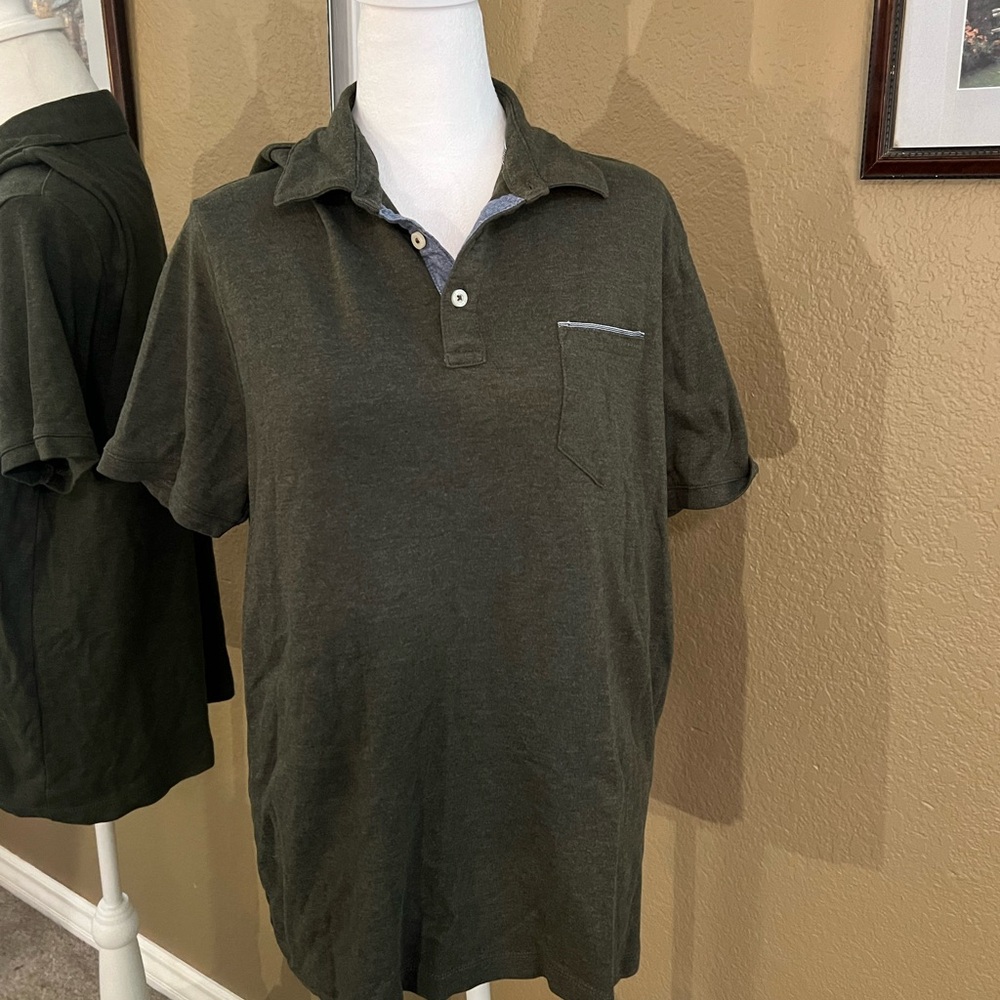Tahari Men’s Shirt Collared Grey Gently Worn Size Large Polo Short Sleeve